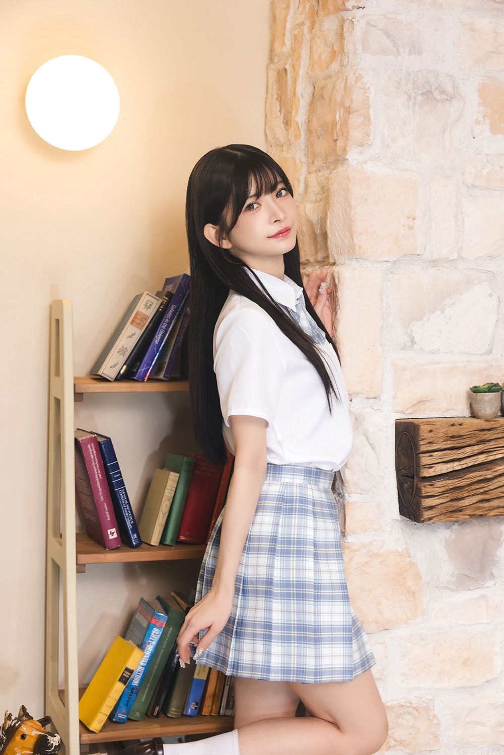 コスプレ 制服 シェリーズクローゼット チェックリボン制服 レディース フリーサイズ ブルー【クリアストーン】