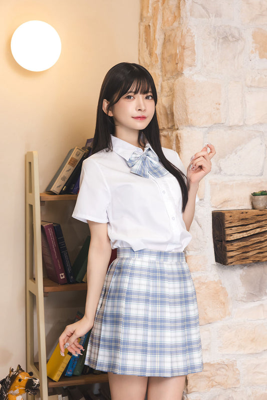 コスプレ 制服 シェリーズクローゼット チェックリボン制服 レディース フリーサイズ ブルー【クリアストーン】