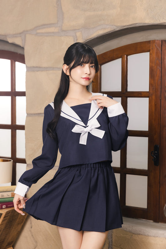 コスプレ 制服 シェリーズクローゼット ネイビーセーラー レディース フリーサイズ ブラック【クリアストーン】