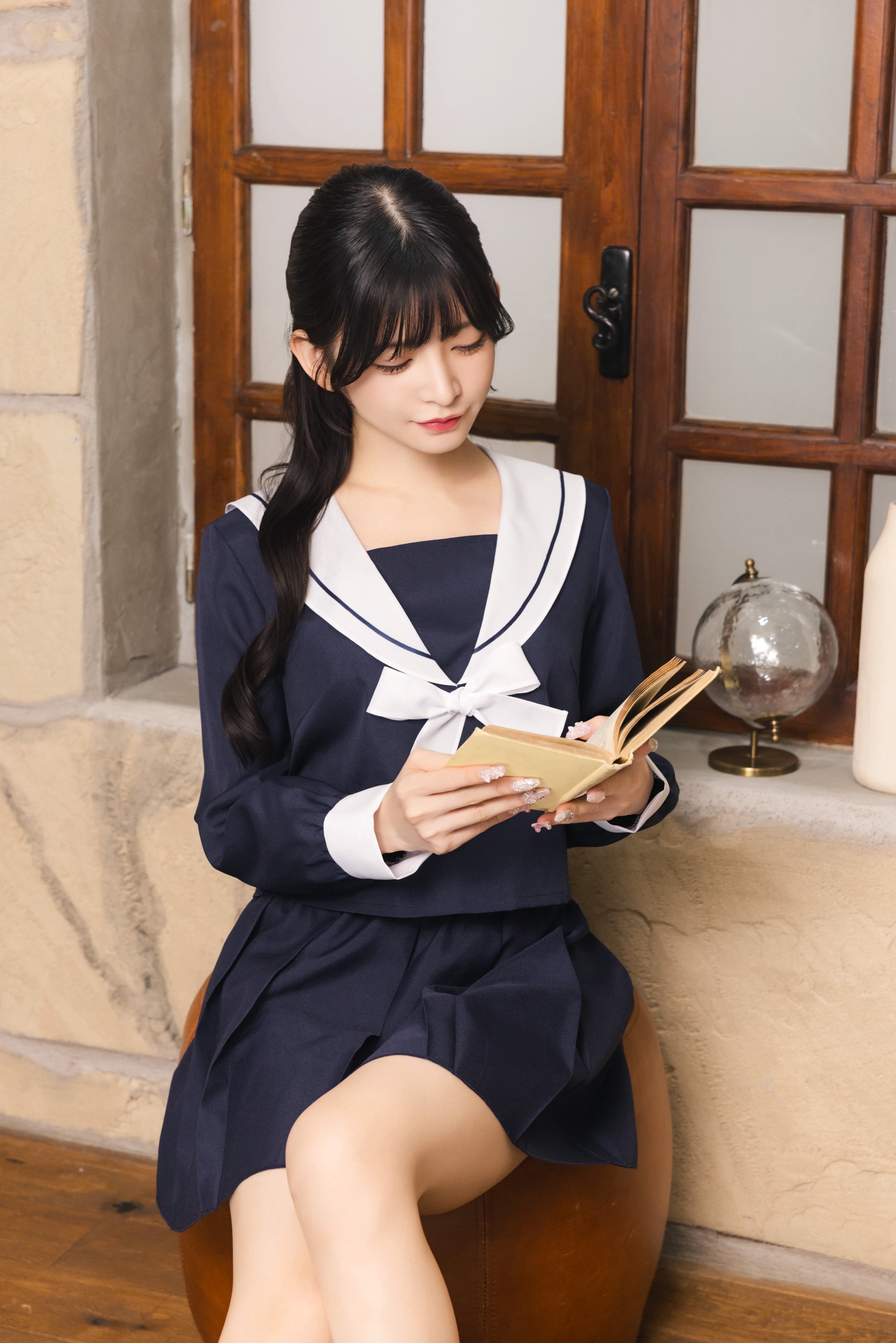 24時間限定値下げSailor Collar Eco Leather Gilet コスプレ 制服 シェリーズクローゼット ネイビーセーラー レディース