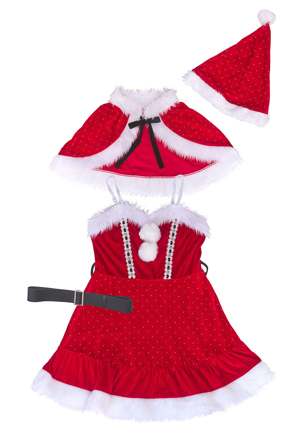 [New] コスプレ クリスマス グランノエル ラインストーンケープサンタ レディース フリーサイズ レッド【クリアストーン】♡