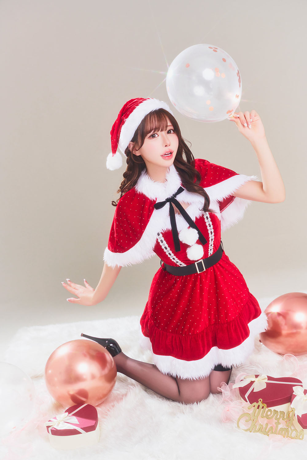 [New] コスプレ クリスマス グランノエル ラインストーンケープサンタ レディース フリーサイズ レッド【クリアストーン】♡