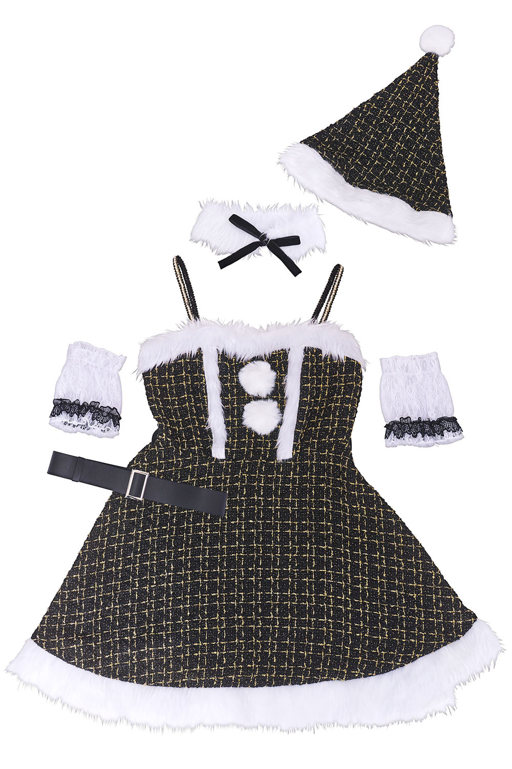 [New] コスプレ クリスマス グランノエル ツイードパールサンタ レディース フリーサイズ ブラック【クリアストーン】