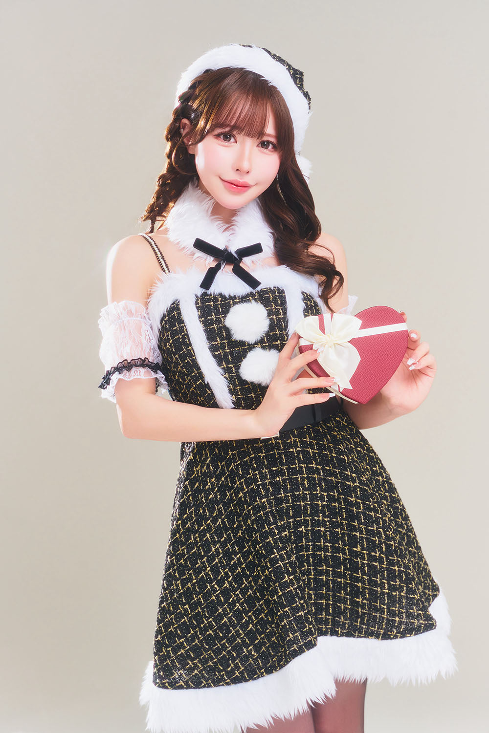 [New] コスプレ クリスマス グランノエル ツイードパールサンタ レディース フリーサイズ ブラック【クリアストーン】