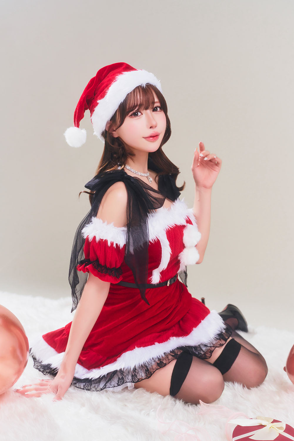 [New] コスプレ クリスマス グランノエル ショルダーリボンサンタ レディース フリーサイズ レッド【クリアストーン】