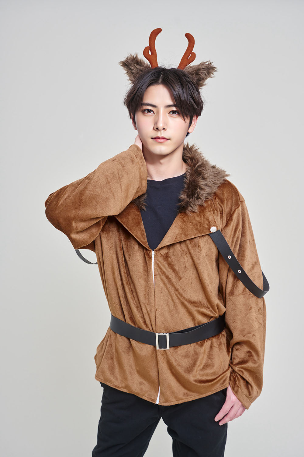 [NEW] コスプレ クリスマス トナカイ マニフィックノエル ワイルドトナカイ メンズ ブラウン【クリアストーン】