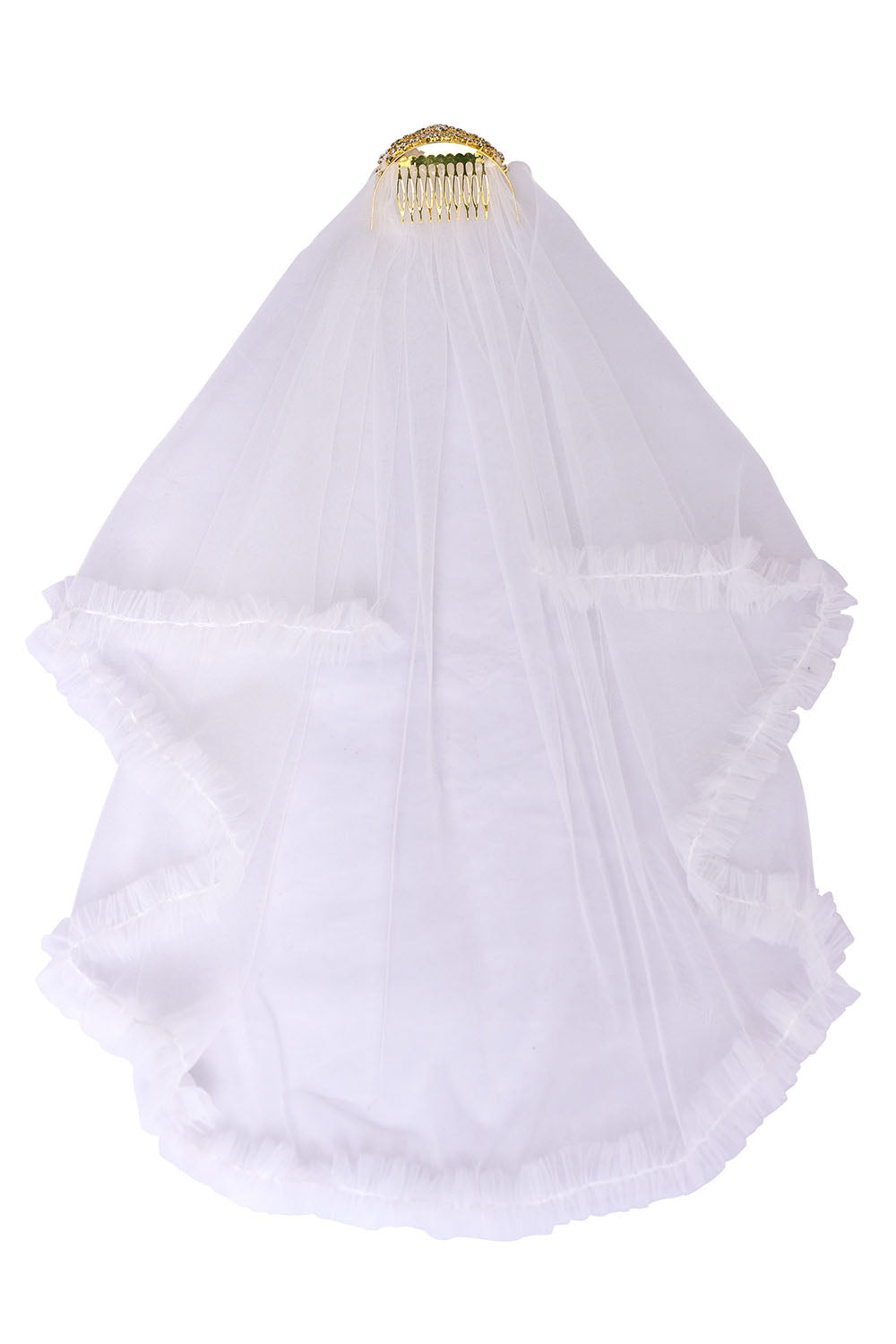 [New] コスプレ小物 誕生日 バースデー ハピバ ベール付きティアラ ユニセックス ゴールド/シルバー【クリアストーン】