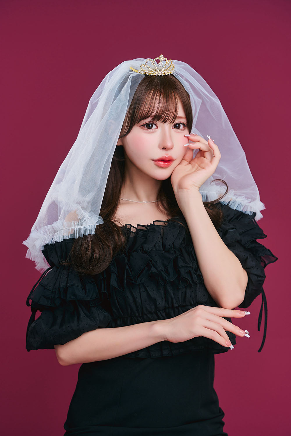 [New] コスプレ小物 誕生日 バースデー ハピバ ベール付きティアラ ユニセックス ゴールド/シルバー【クリアストーン】