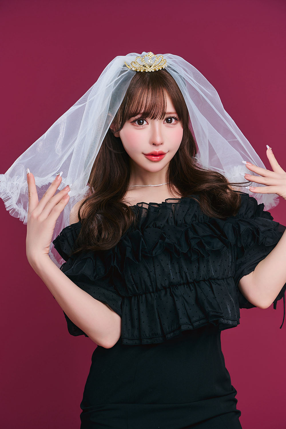 [New] コスプレ小物 誕生日 バースデー ハピバ ベール付きティアラ ユニセックス ゴールド/シルバー【クリアストーン】