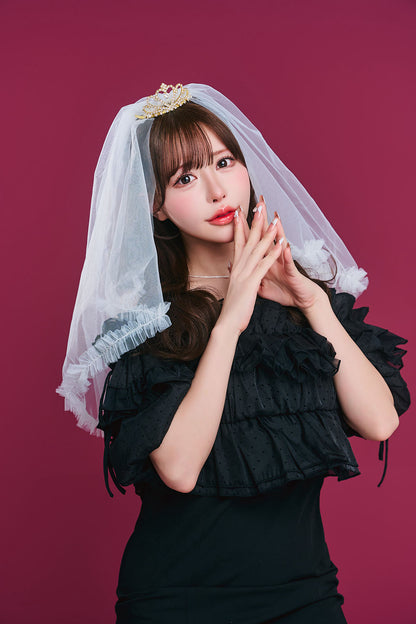 [New] コスプレ小物 誕生日 バースデー ハピバ ベール付きティアラ ユニセックス ゴールド/シルバー【クリアストーン】