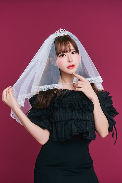 [New] コスプレ小物 誕生日 バースデー ハピバ ベール付きティアラ ユニセックス ゴールド/シルバー【クリアストーン】