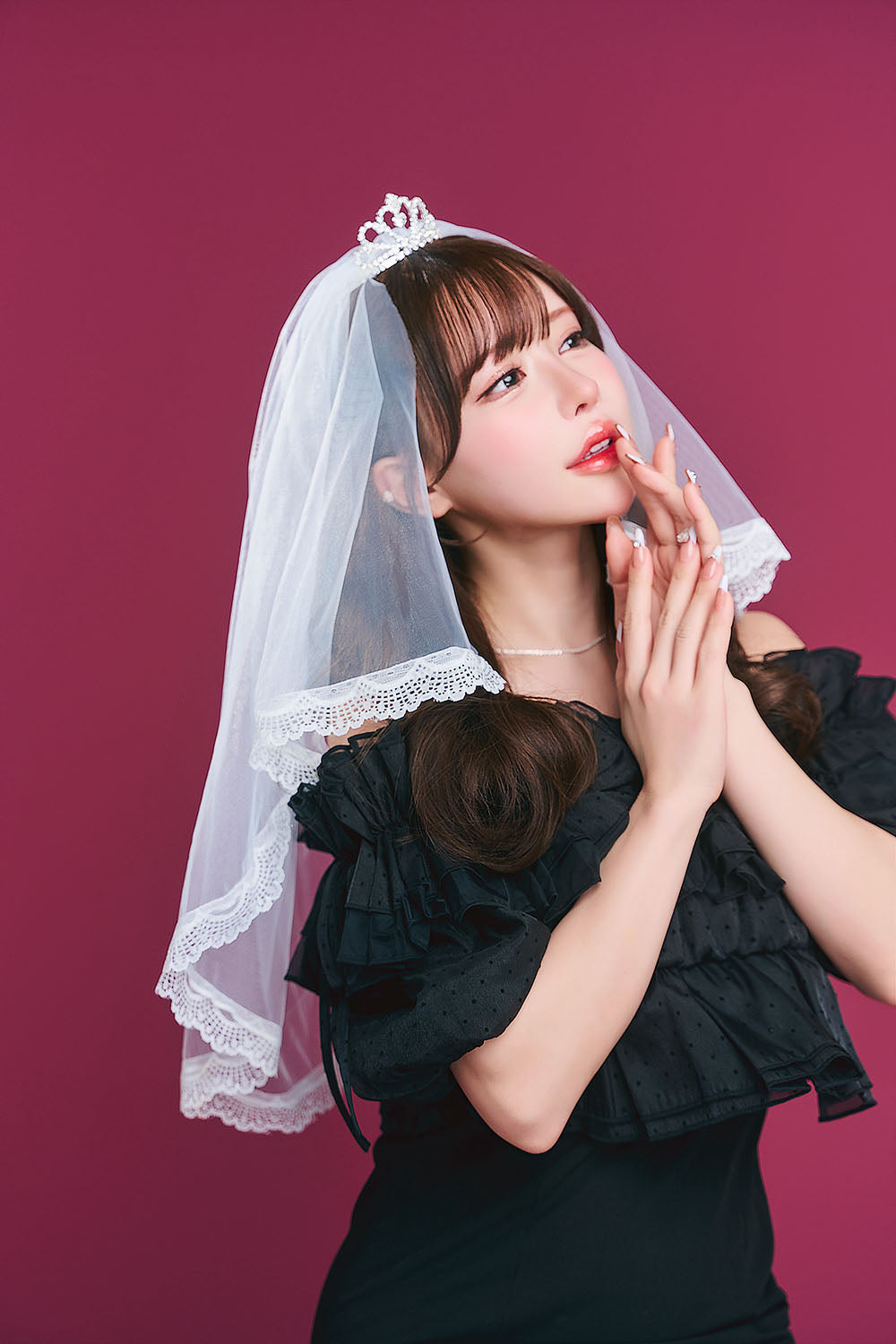 [New] コスプレ小物 誕生日 バースデー ハピバ ベール付きティアラ ユニセックス ゴールド/シルバー【クリアストーン】