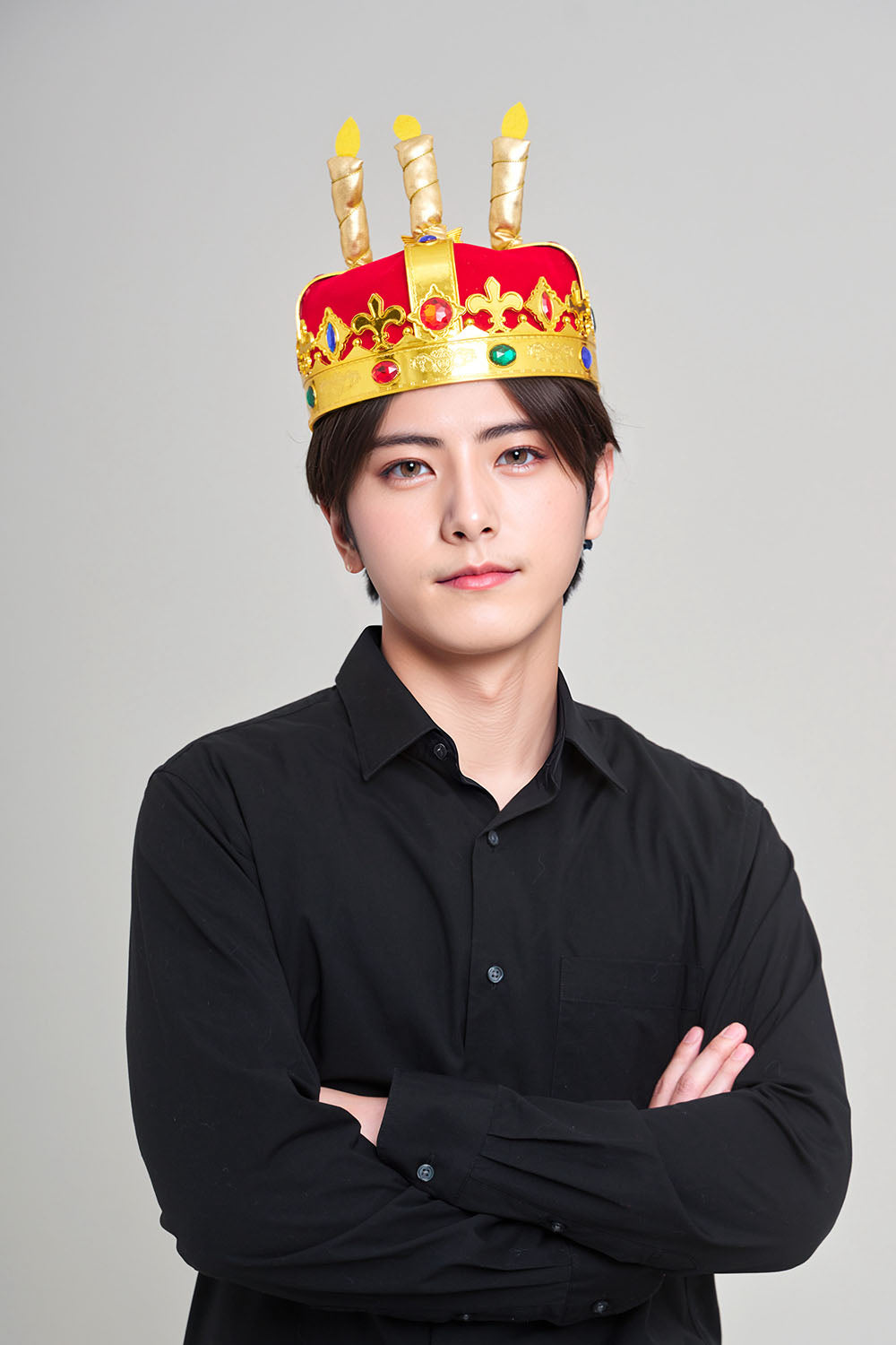 [New] コスプレ小物 誕生日 バースデー ハピバ キングクラウン ユニセックス ゴールド【クリアストーン】