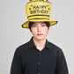 [New] コスプレ小物 誕生日 バースデー ハピバ ケーキハット ユニセックス ゴールド/カラフル【クリアストーン】
