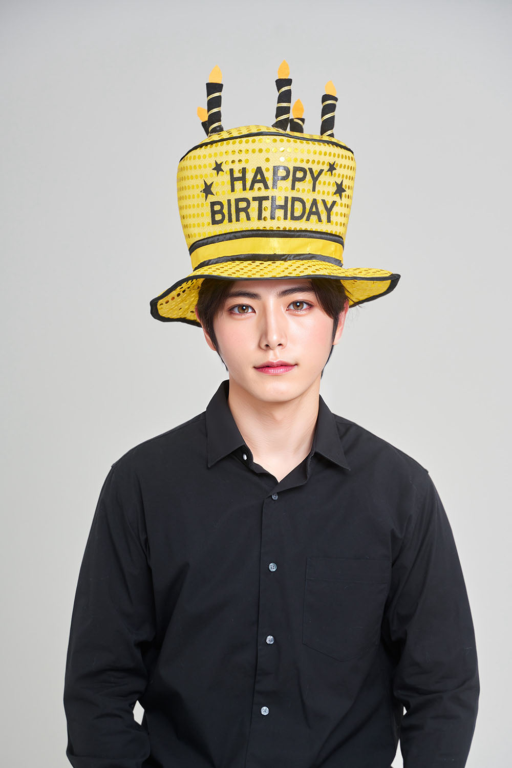 [New] コスプレ小物 誕生日 バースデー ハピバ ケーキハット ユニセックス ゴールド/カラフル【クリアストーン】