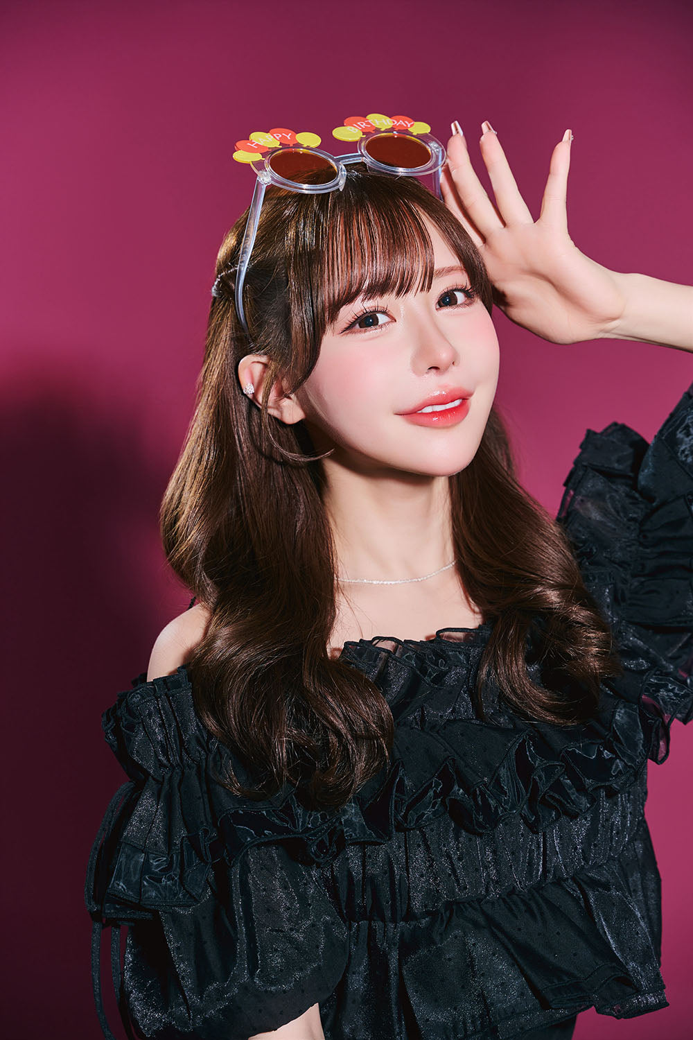 [New] コスプレ小物 誕生日 バースデー サングラス バルーン ユニセックス オレンジ/ピンク【クリアストーン】