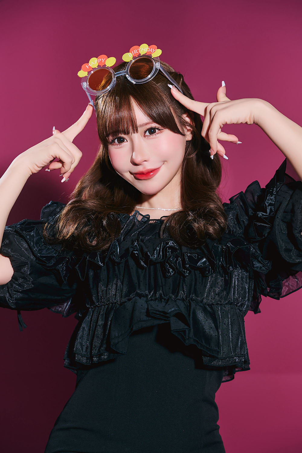 [New] コスプレ小物 誕生日 バースデー サングラス バルーン ユニセックス オレンジ/ピンク【クリアストーン】