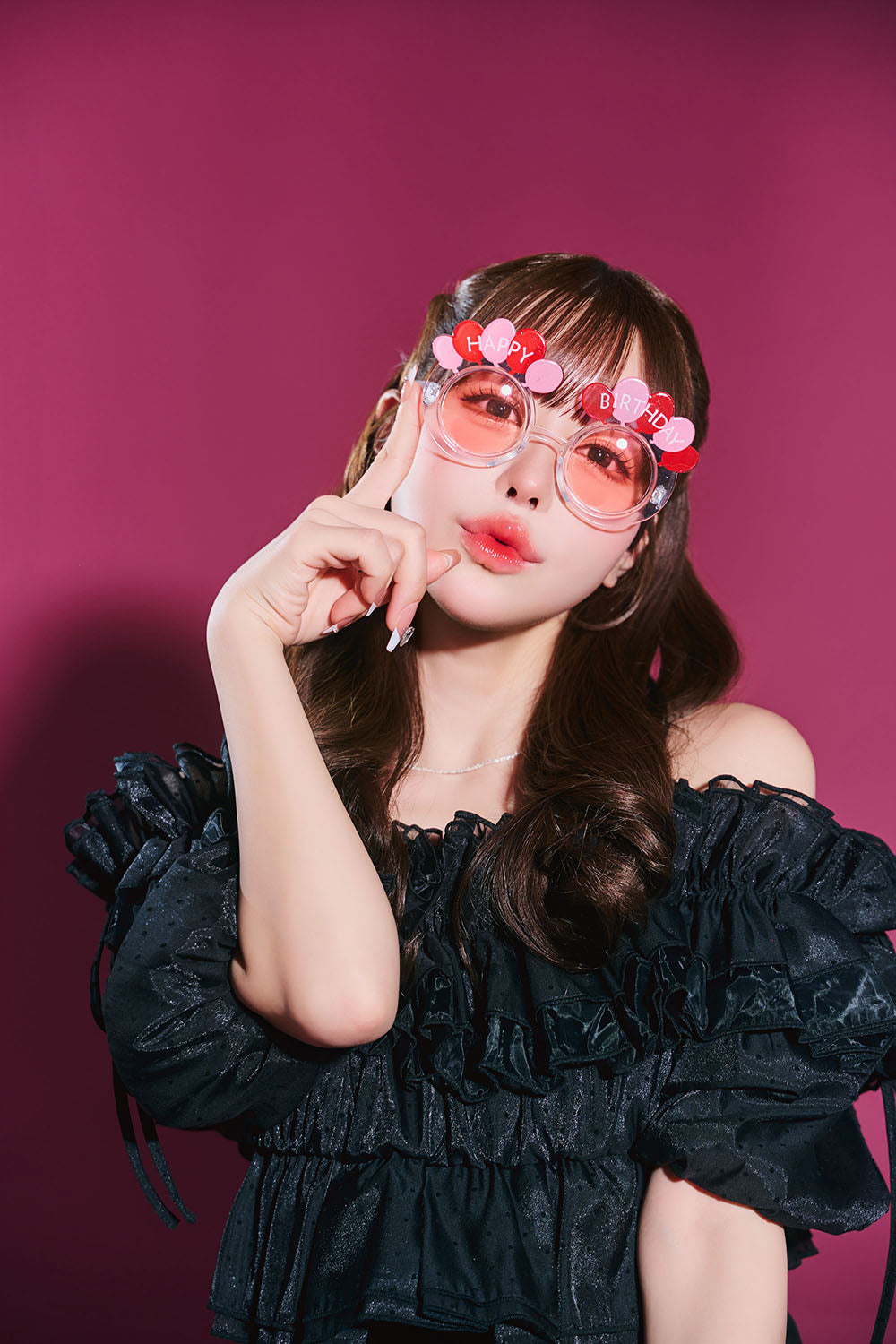 [New] コスプレ小物 誕生日 バースデー サングラス バルーン ユニセックス オレンジ/ピンク【クリアストーン】