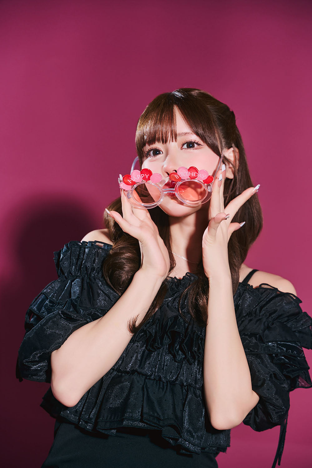 [New] コスプレ小物 誕生日 バースデー サングラス バルーン ユニセックス オレンジ/ピンク【クリアストーン】