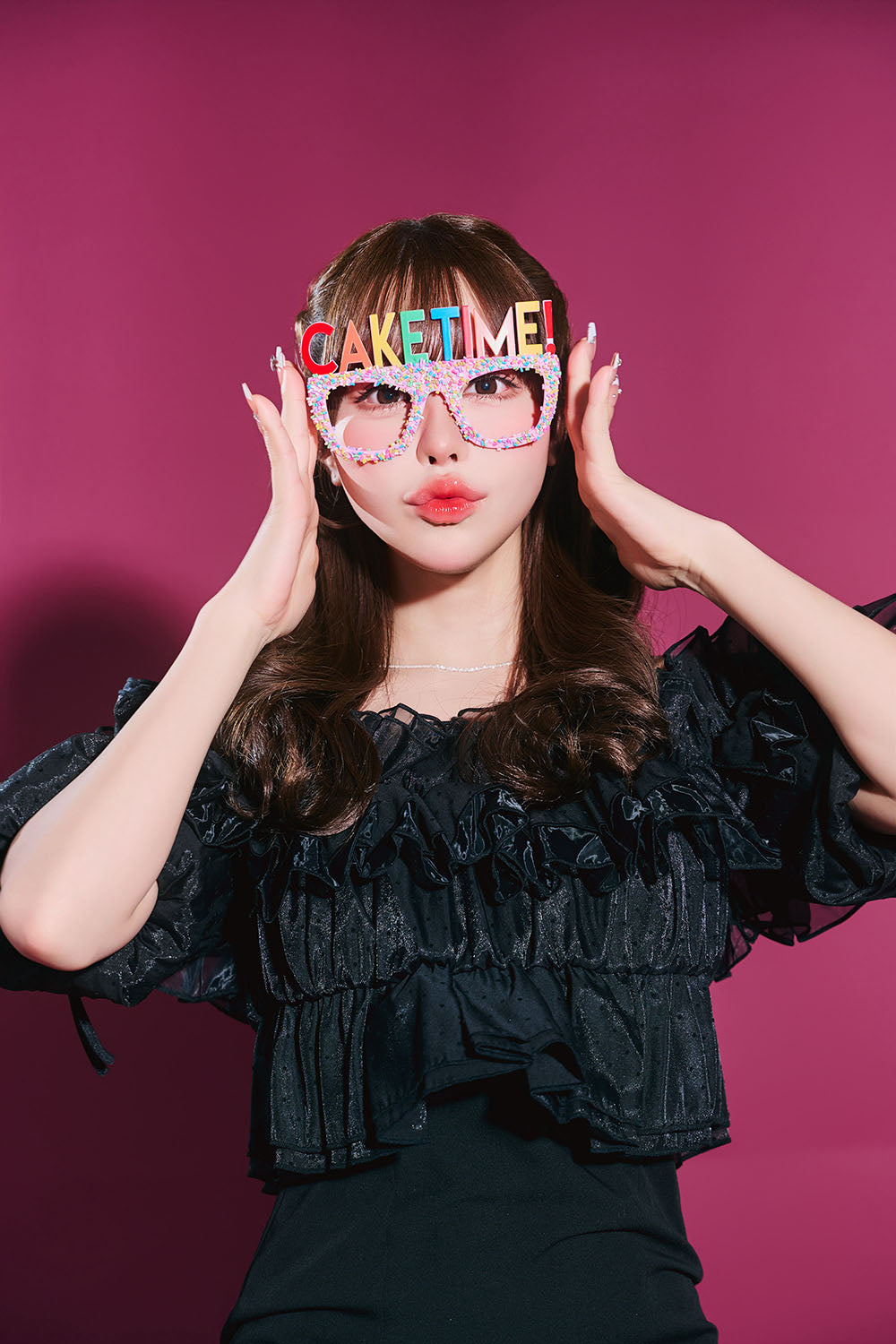 [New] コスプレ小物 誕生日 バースデー ハピバ サングラス カラースプレー ユニセックス ピンク【クリアストーン】