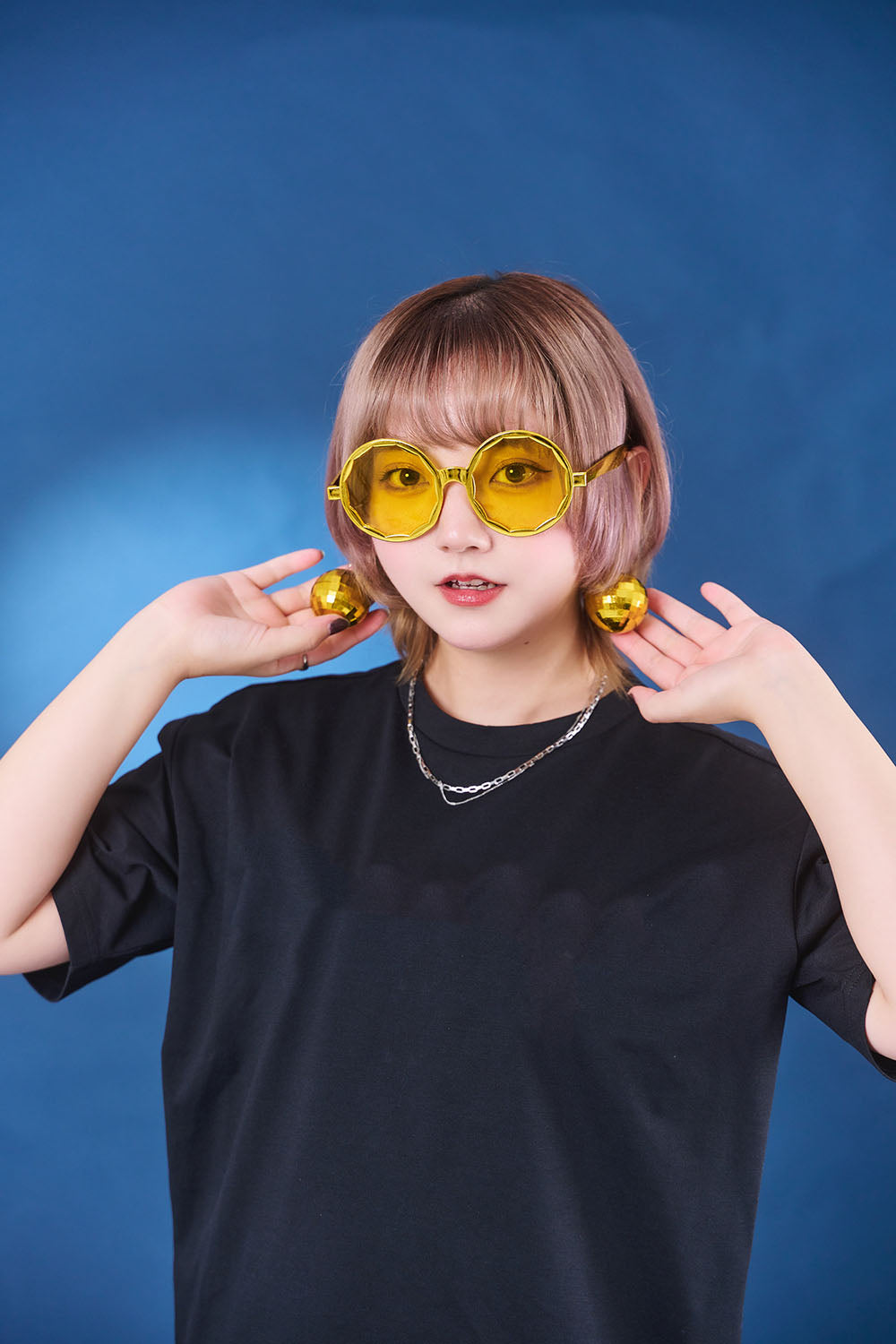 [New] コスプレ小物 誕生日 バースデー サングラス ミラーボール ユニセックス ゴールド/シルバー【クリアストーン】