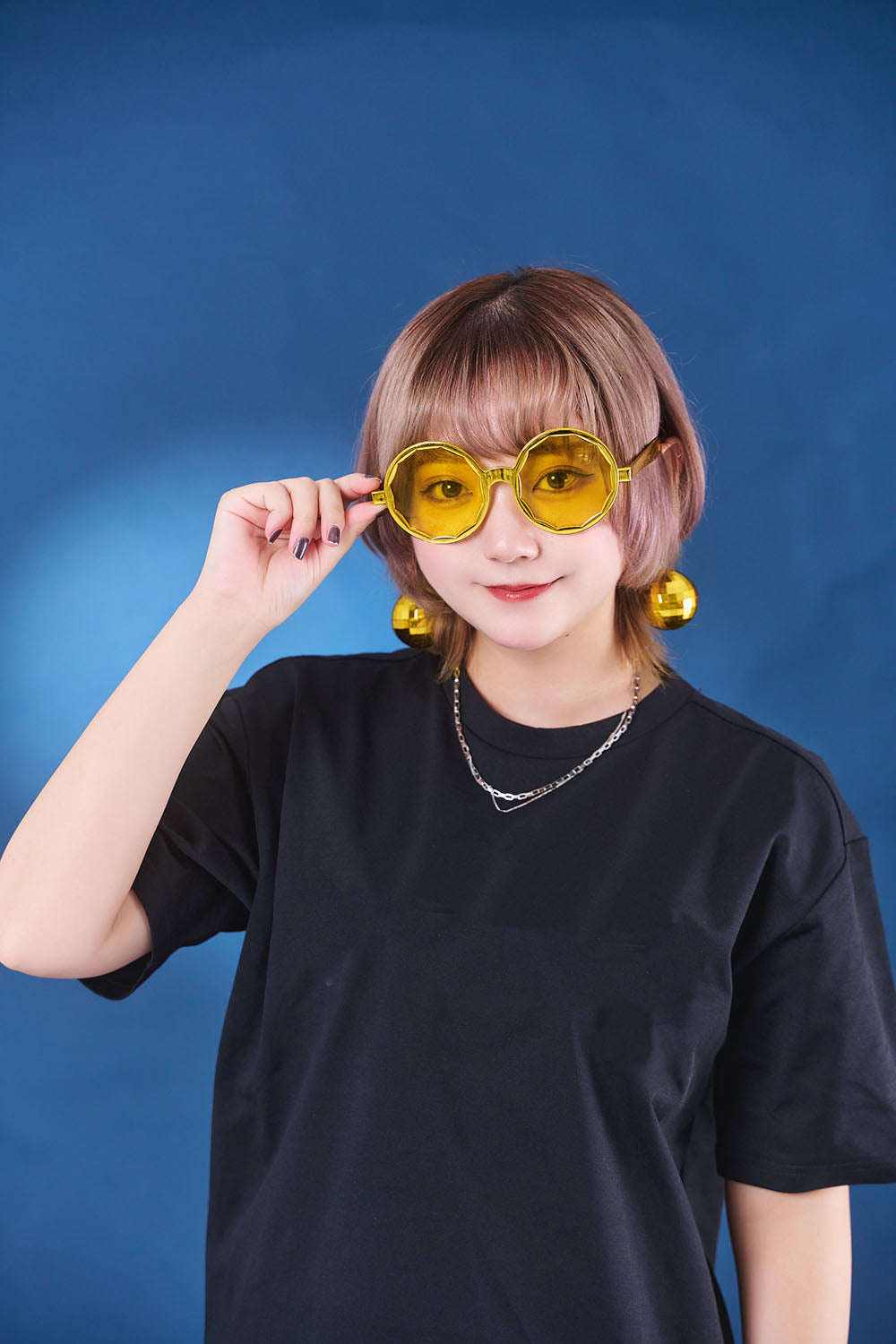 [New] コスプレ小物 誕生日 バースデー サングラス ミラーボール ユニセックス ゴールド/シルバー【クリアストーン】