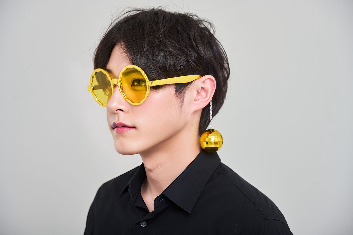 [New] コスプレ小物 誕生日 バースデー サングラス ミラーボール ユニセックス ゴールド/シルバー【クリアストーン】