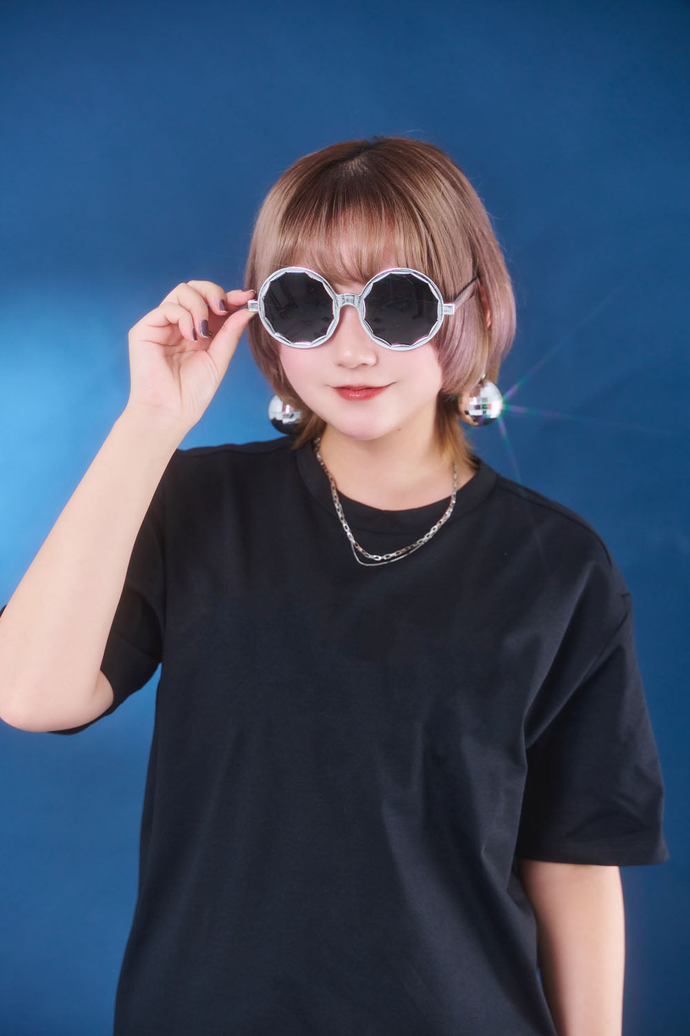 [New] コスプレ小物 誕生日 バースデー サングラス ミラーボール ユニセックス ゴールド/シルバー【クリアストーン】