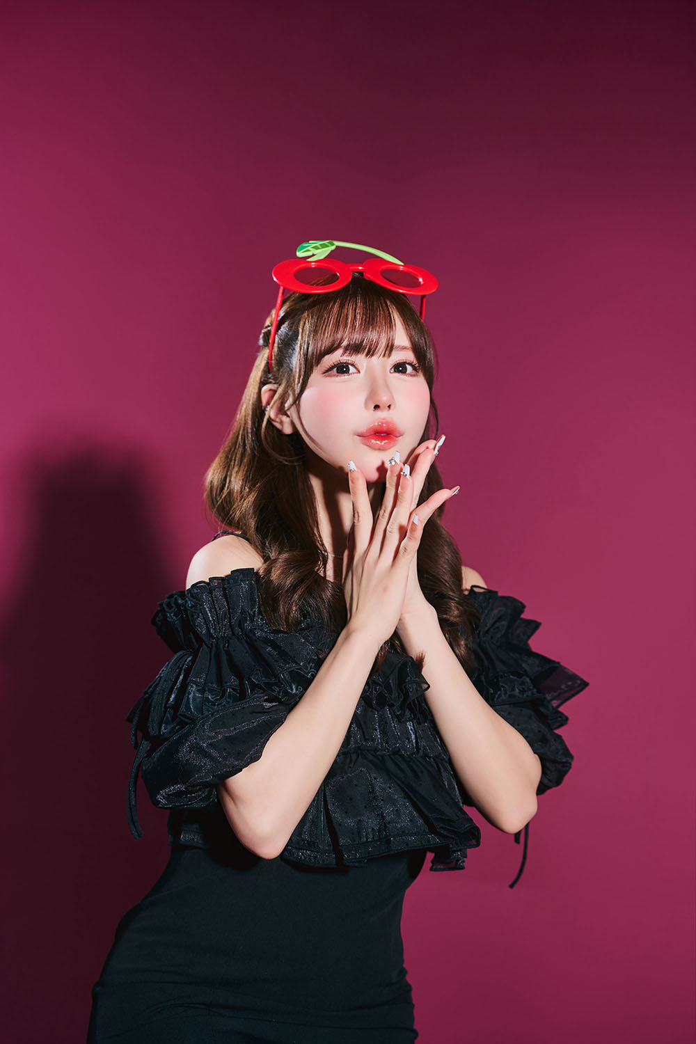 [New] コスプレ小物 誕生日 たべもの バースデー サングラス チェリー/パイン ユニセックス イエロー/レッド【クリアストーン】