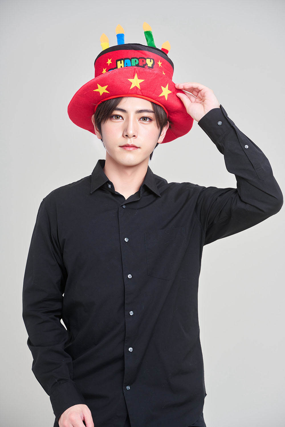 [New] コスプレ小物 誕生日 バースデー ハピバ ケーキハット ユニセックス ゴールド/カラフル【クリアストーン】