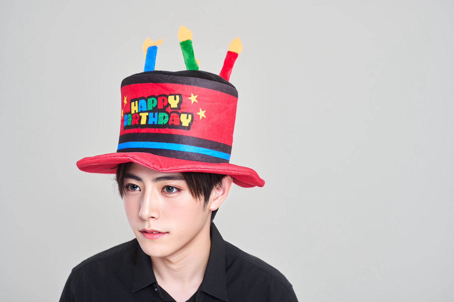 [New] コスプレ小物 誕生日 バースデー ハピバ ケーキハット ユニセックス ゴールド/カラフル【クリアストーン】