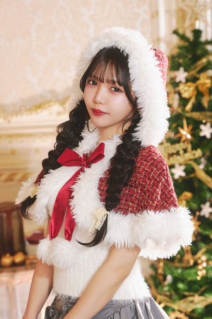 NEW] コスプレ クリスマス ツイードサンタケープ レディース レッド