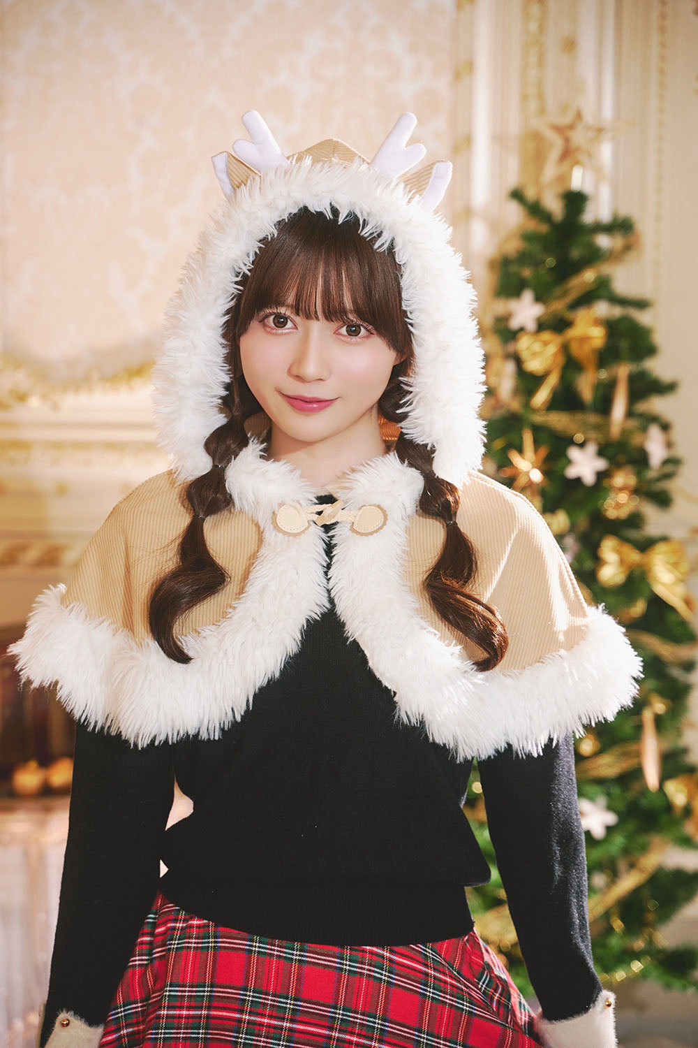 [NEW] コスプレ クリスマス コーデュロイトナカイケープ レディース ライトブラウン 【クリアストーン】