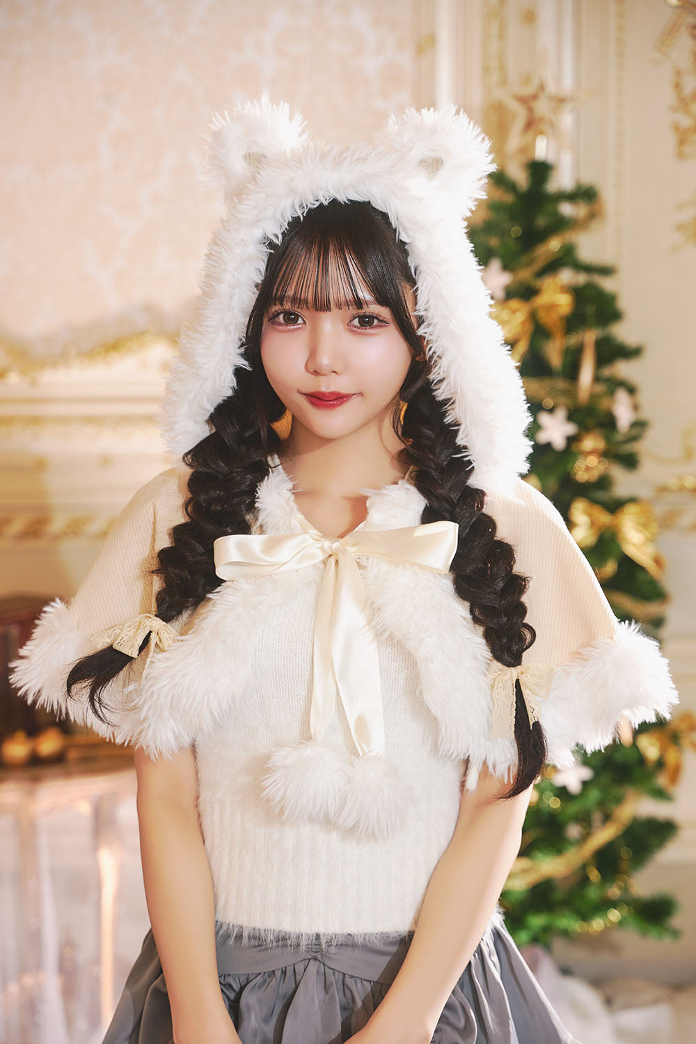 [NEW] コスプレ クリスマス コーデュロイベアケープ レディース ベージュ 【クリアストーン】