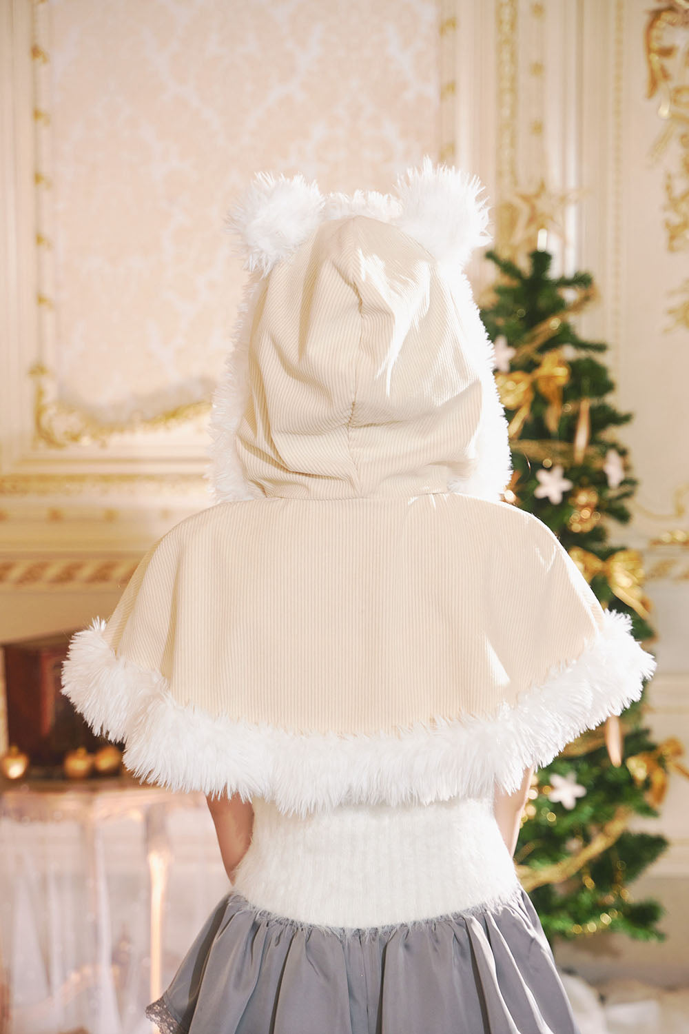 [NEW] コスプレ クリスマス コーデュロイベアケープ レディース ベージュ 【クリアストーン】