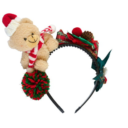 [NEW] コスプレ小物 クリスマス サンタ テディベア カチューシャ ユニセックス レッド/グリーン/ベージュ 【クリアストーン】