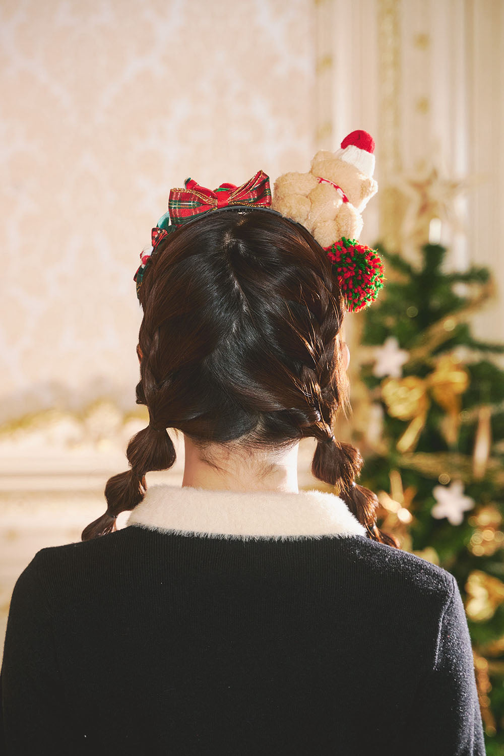 [NEW] コスプレ小物 クリスマス サンタ テディベア カチューシャ ユニセックス レッド/グリーン/ベージュ 【クリアストーン】