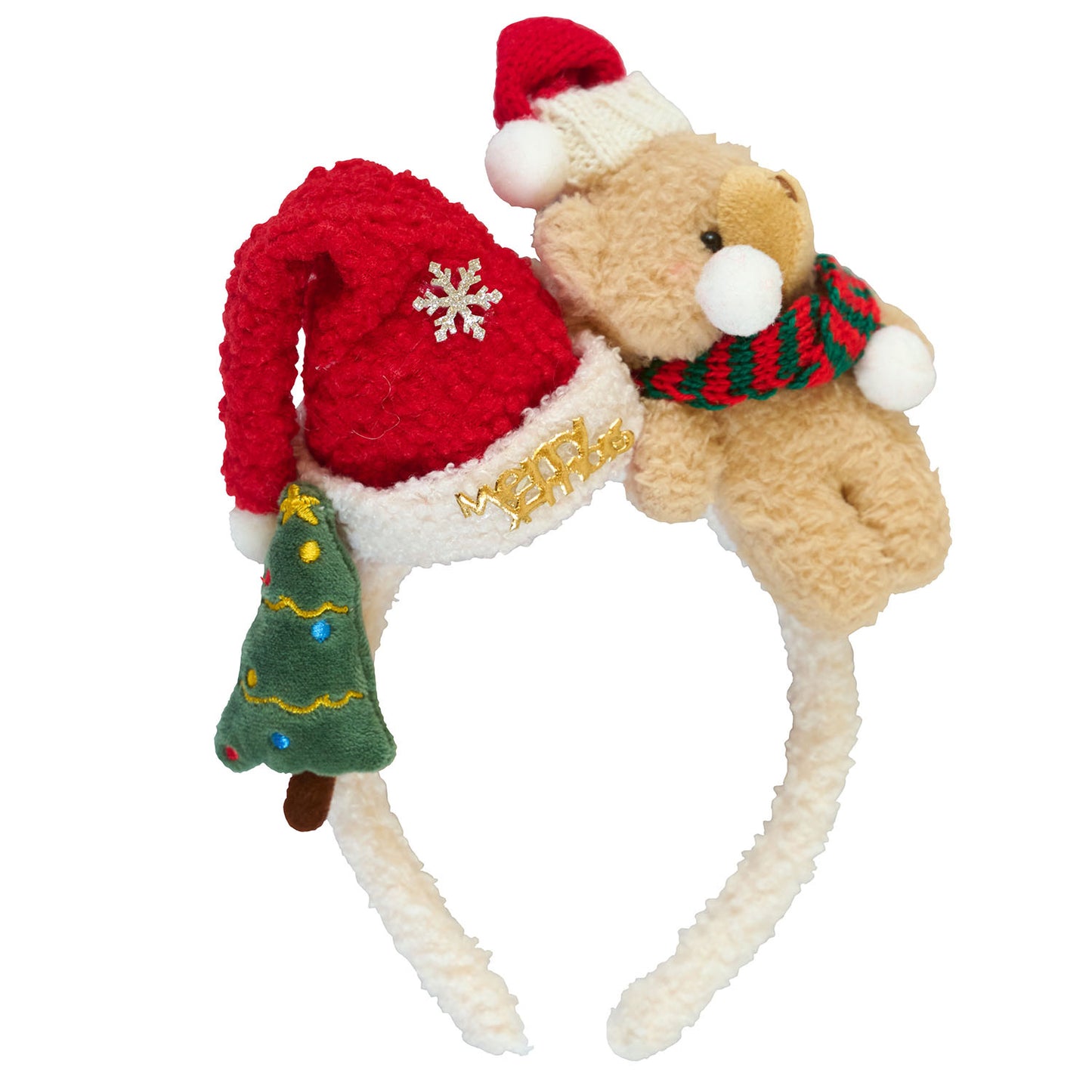 [NEW] コスプレ小物 クリスマス サンタ テディベア カチューシャ ユニセックス レッド/グリーン/ベージュ 【クリアストーン】