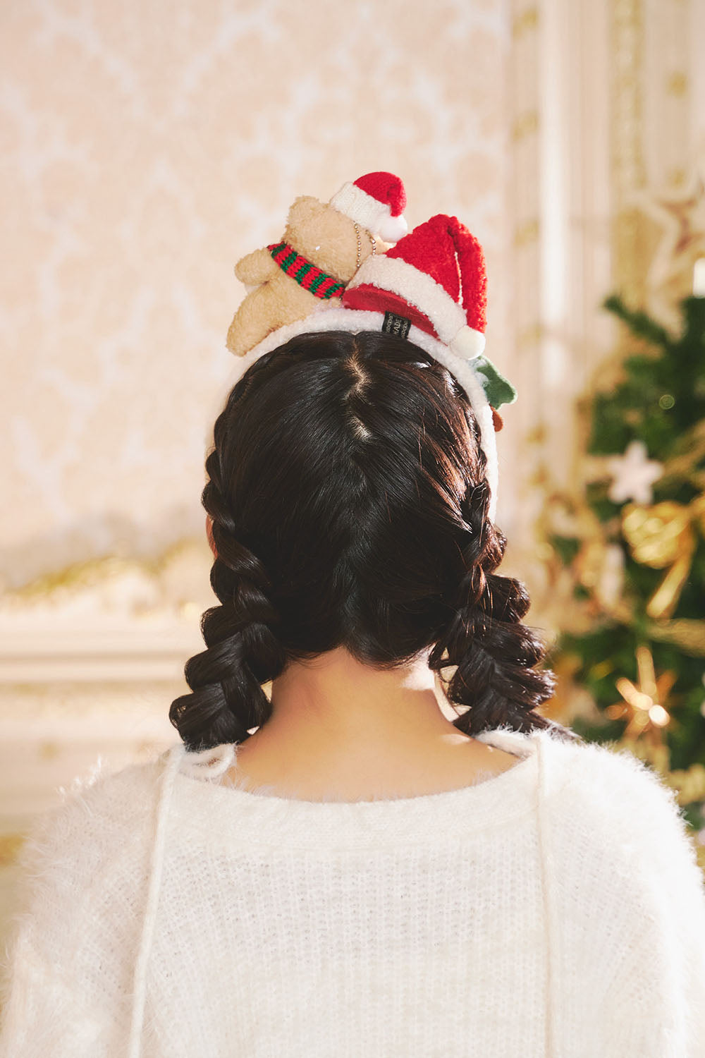 [NEW] コスプレ小物 クリスマス サンタ テディベア カチューシャ ユニセックス レッド/グリーン/ベージュ 【クリアストーン】