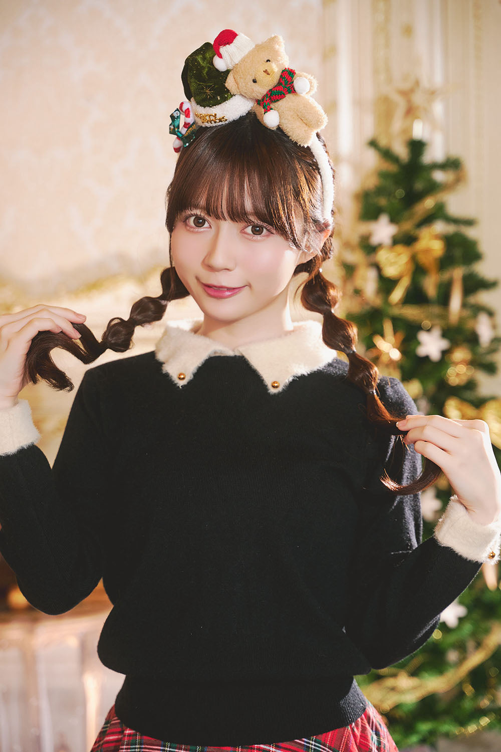 [NEW] コスプレ小物 クリスマス サンタ テディベア カチューシャ ユニセックス レッド/グリーン/ベージュ 【クリアストーン】