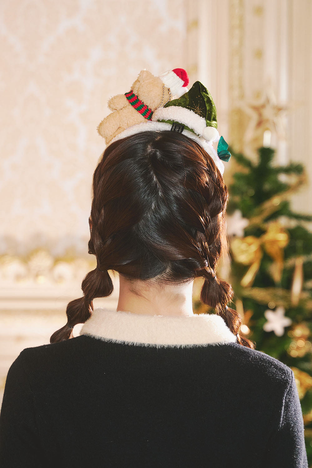 [NEW] コスプレ小物 クリスマス サンタ テディベア カチューシャ ユニセックス レッド/グリーン/ベージュ 【クリアストーン】