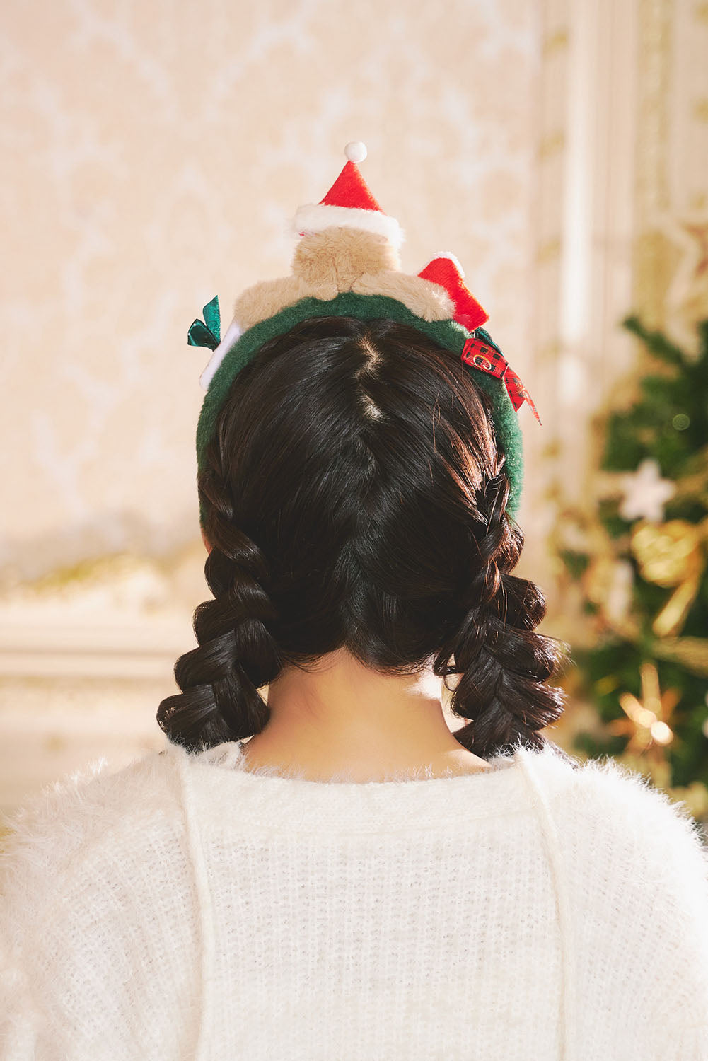 [NEW] コスプレ小物 クリスマス サンタ テディベア カチューシャ ユニセックス レッド/グリーン/ベージュ 【クリアストーン】