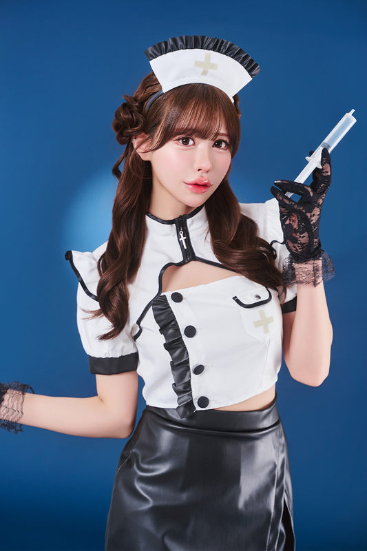 [New] コスプレ トッピングトップス モノトーンナース レディース フリーサイズ ホワイト【クリアストーン】