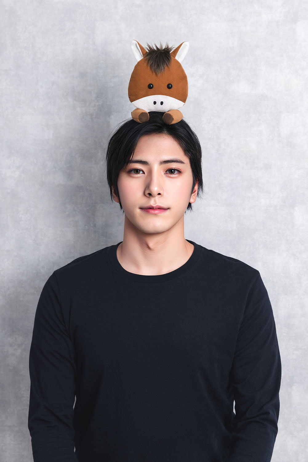 [New] コスプレ小物 正月 干支 動物 のっかり馬カチューシャ ユニセックス ブラウン/ホワイト【クリアストーン】