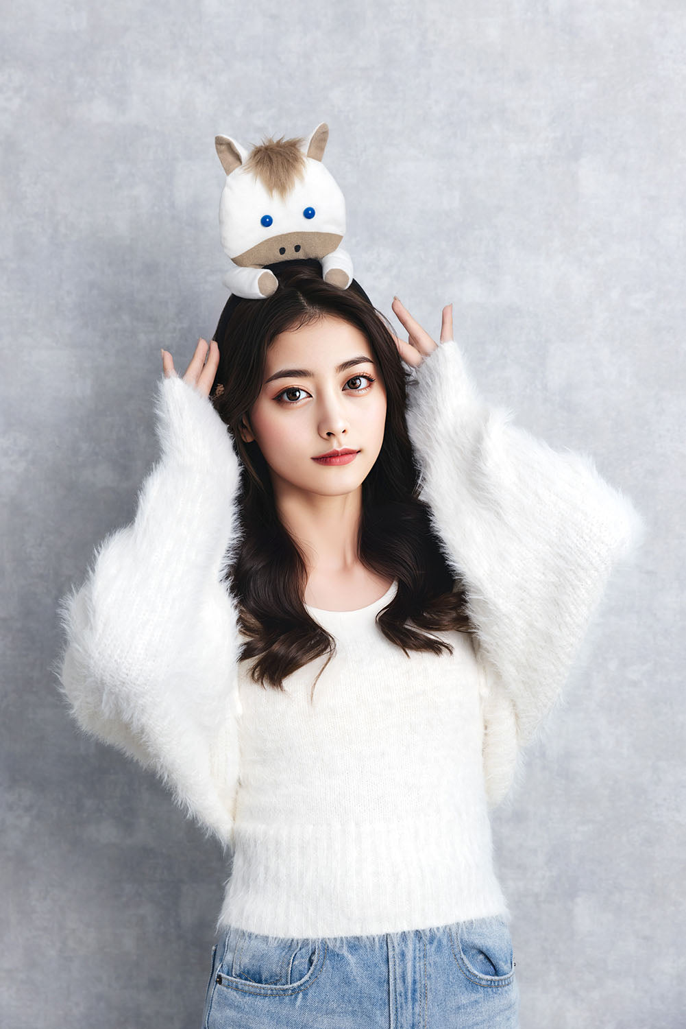 [New] コスプレ小物 正月 干支 動物 のっかり馬カチューシャ ユニセックス ブラウン/ホワイト【クリアストーン】