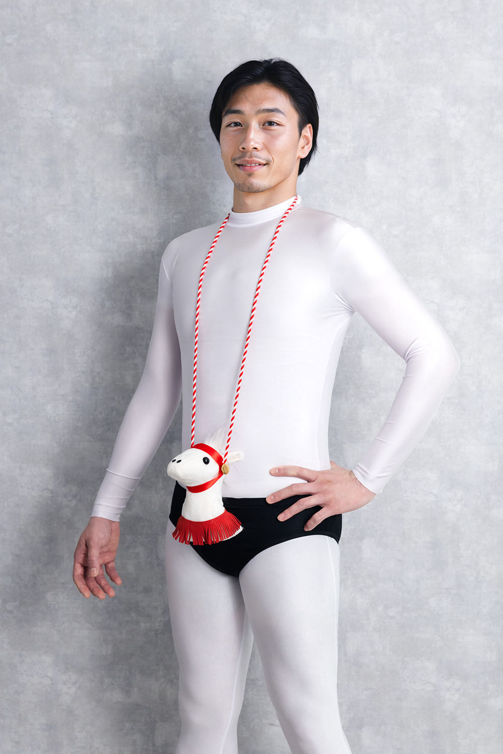 [New] コスプレ小物 正月 干支 動物 暴れ馬パンツ メンズ ホワイト【クリアストーン】