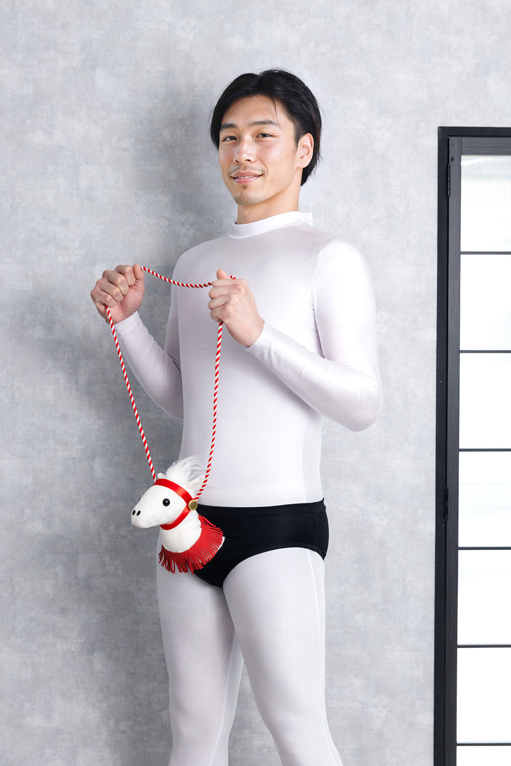 [New] コスプレ小物 正月 干支 動物 暴れ馬パンツ メンズ ホワイト【クリアストーン】