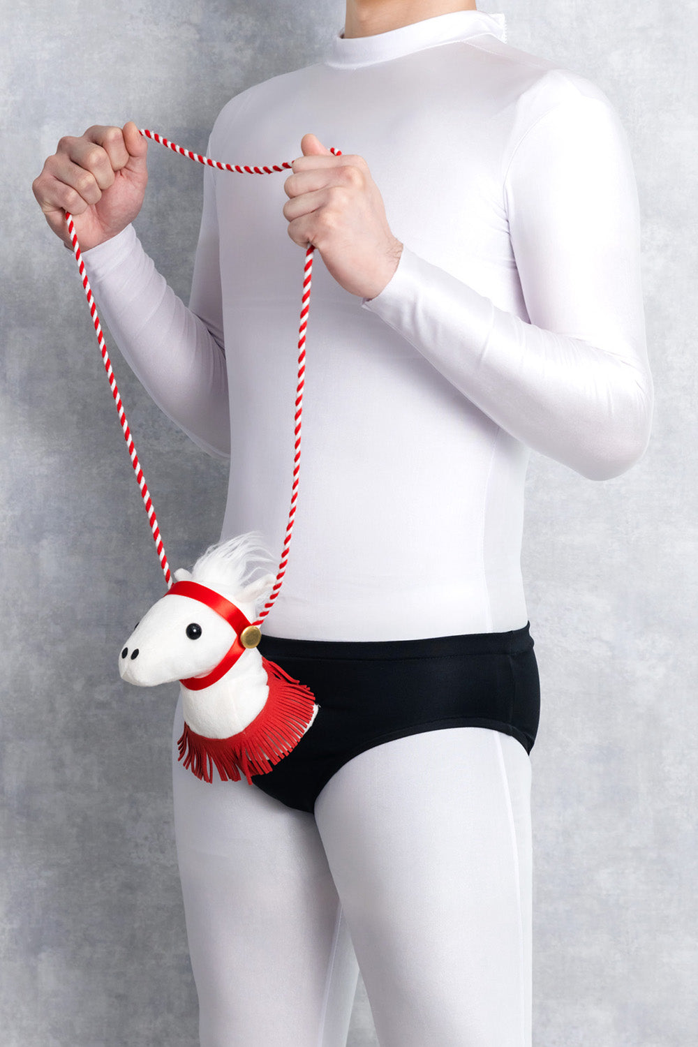 [New] コスプレ小物 正月 干支 動物 暴れ馬パンツ メンズ ホワイト【クリアストーン】