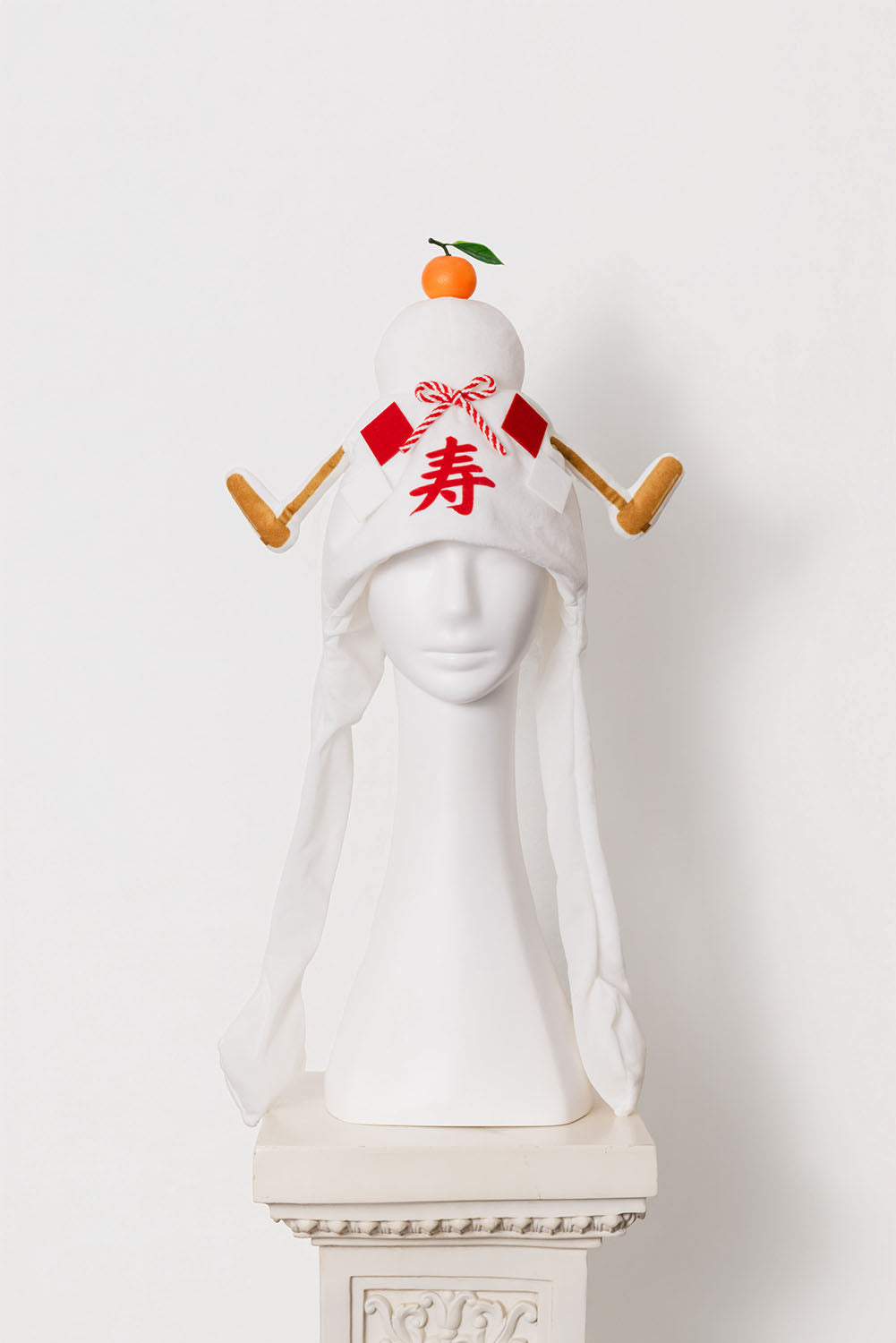 [NEW] コスプレ小物 正月 ハロウィン 帽子 パタパタハット 鏡餅 ユニセックス ホワイト 【クリアストーン】