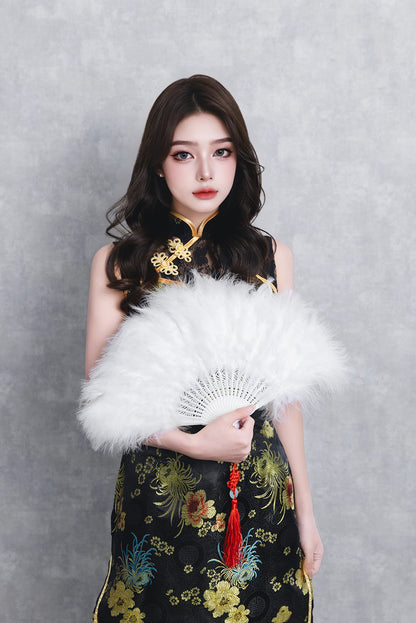[New] コスプレ小物 チャイナ 羽扇子RICH ユニセックス ホワイト/ピンク/ブルー/レッド/ブラック【クリアストーン】
